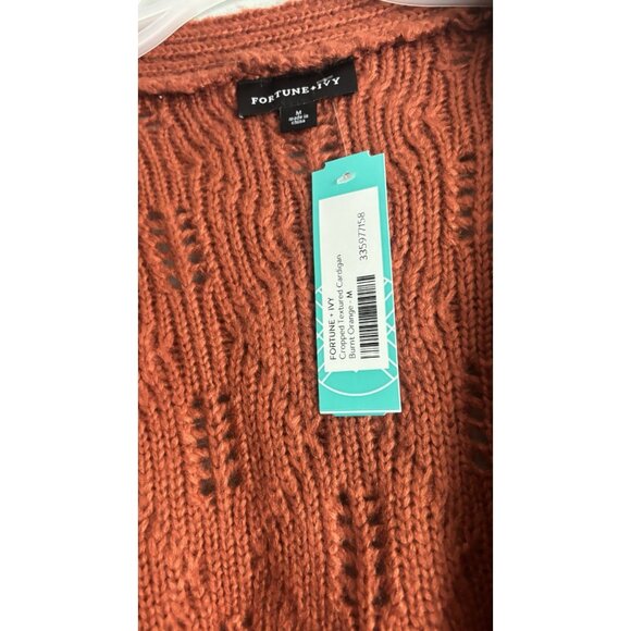 Fortune + Ivy Stitch Fix New! NWT 98$ M burnt orange open crop cardigan Blend - Picture 3 of 4